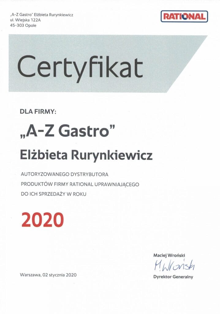 Certyfikat Rational autoryzowany serwis