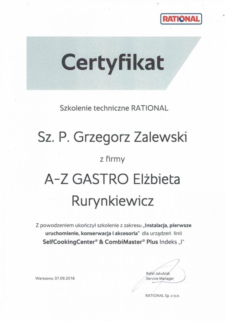Certyfikat Serwis-gastronomiczny